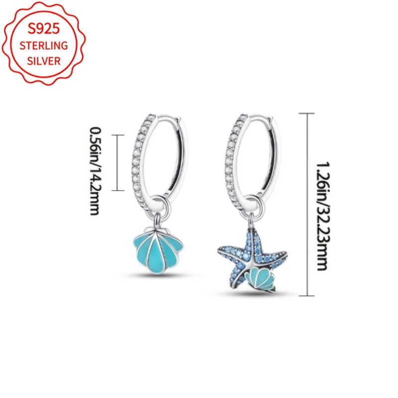 S925 Ocean Starfish & Shell Earrings